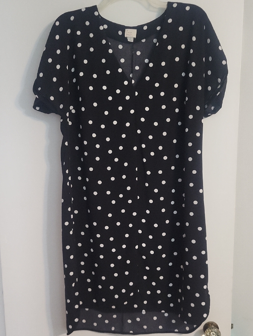 A New Day Black and White Polka Dot Shift Dress